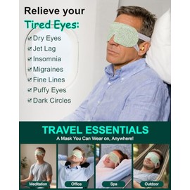 16 Paquetes de Máscaras de Vapor para Ojos Secos, Compresa Cálida Autocalentable para Alivio de Fatiga de Ojos y Hinchazón, Máscara de Ojos Calentada 