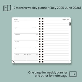 POPRUN Planner 2025-2026 Weekly Notebook (Pocket Size 4''x 6.25''), Small Academic Calendar for Purse with Spiral Soft Cover, Plastic Ruler, Inner Pocket, 100 GSM - Royal Blue