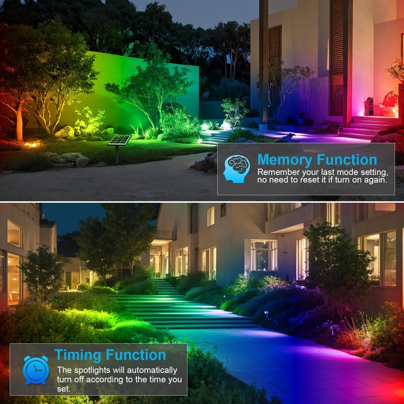 MEIHUA Solar Spot Lights Outdoor Color Changing, 6 in 1