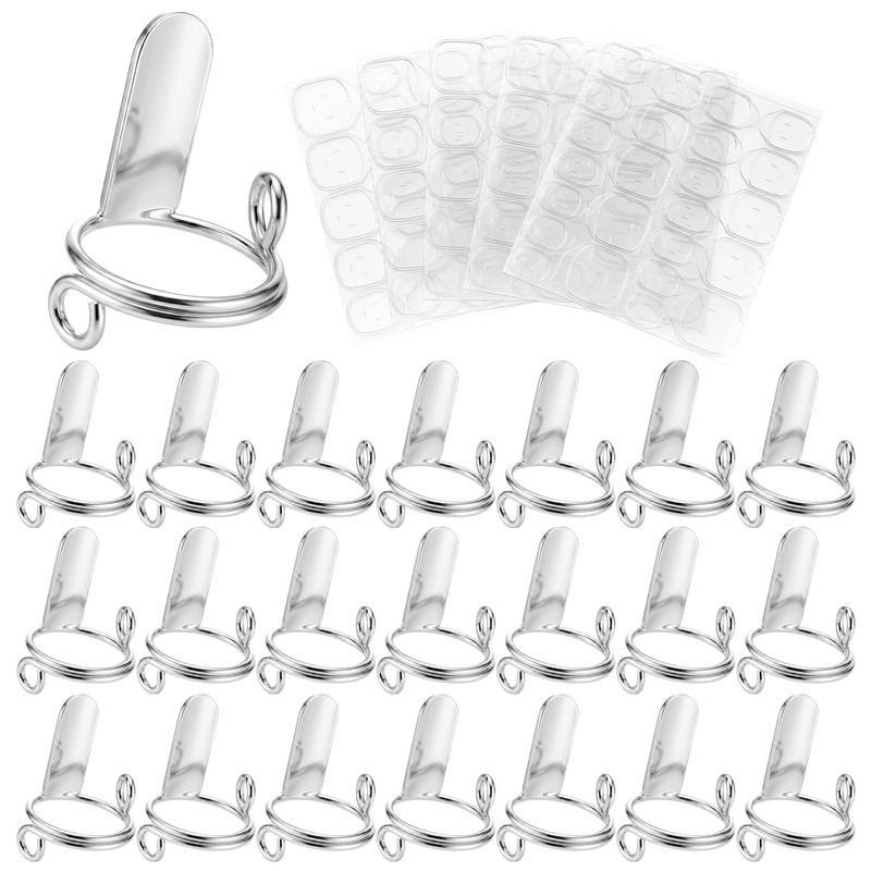 20 Pcs Wudu Nail Rings Set With 120 Adhesive Tabs(Silver)