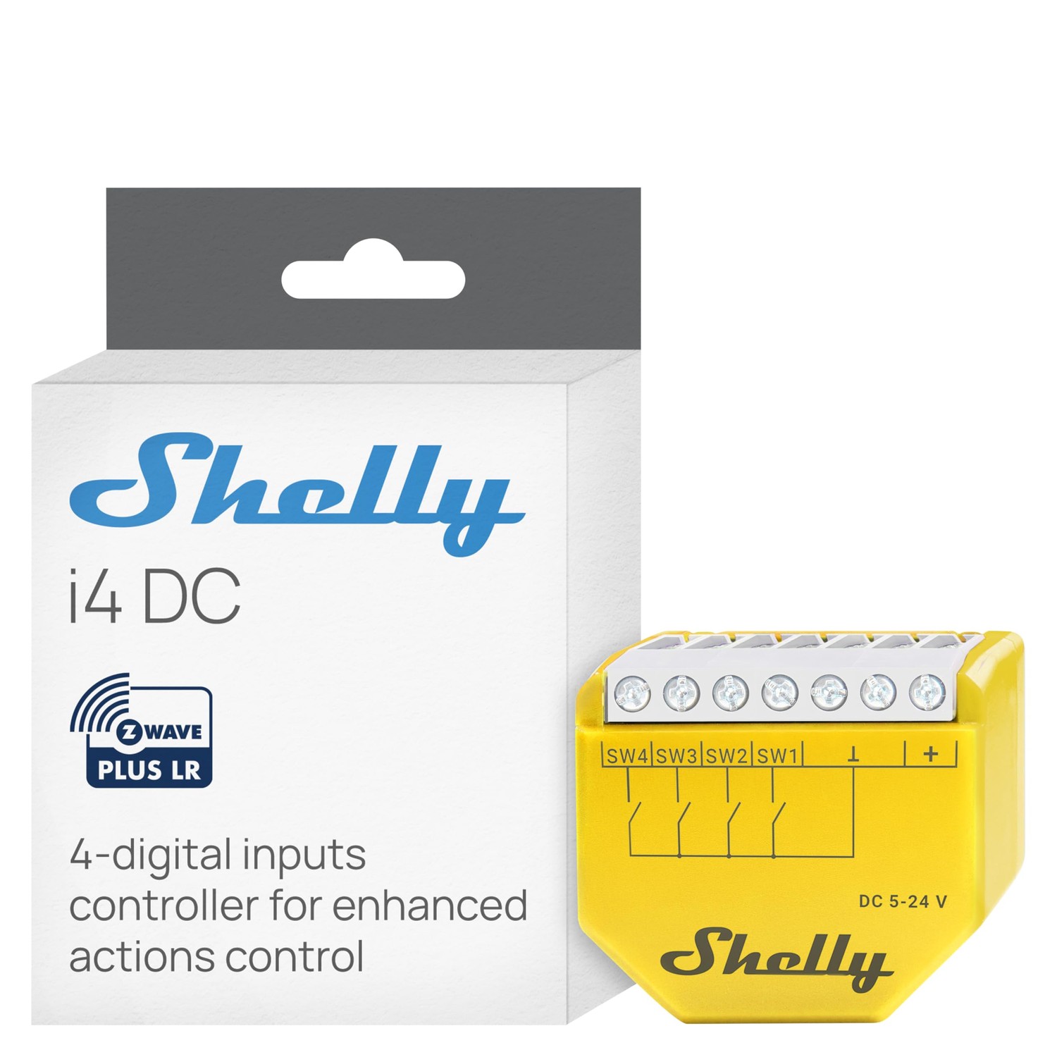 Shelly Wave i4 DC US LR | Z-Wave Long Range 4 Digital Input Control for ...
