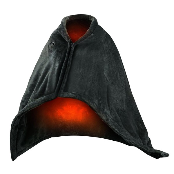 Zorpupoa Heated Shawl, USB Heated Blanket with Zipper, 3 Levels