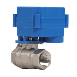 HFS(R) Motorized Ball Valve Electrical Normally Closed- 1/2" NPT with 15mm Full Port,2 Wires Auto Return Setup, Stainless Steel 304, 9-24V DC for Fluid Control