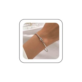 Inateannal Vintage Love Knot Bangle Bracelets Silver Open Cuff Bracelet Simple Tie The Knot Bracelet Love Knot Infinity Bracelets Minimalist Adjustable Bracelet Knotted Cuff Bracelets