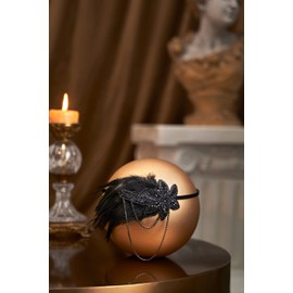 BABEYOND Vintage 1920s Headband 1920s Headpiece Feather Beaded Headband Crystal Flapper Headpiece Great Gatsby Costume Accessories Roaring 20's Accessories (Black)