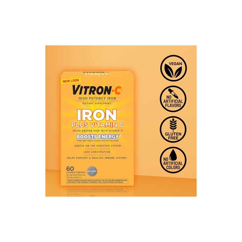 Vitron-C Iron Supplement, Immunity Support Iron Supplements with Vitamin C,