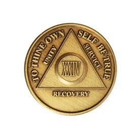 24 Year Bronze AA (Alcoholics Anonymous) - Sober / Sobriety / Birthday / Anniversary / Recovery / Medallion / Coin / Chip by Generic