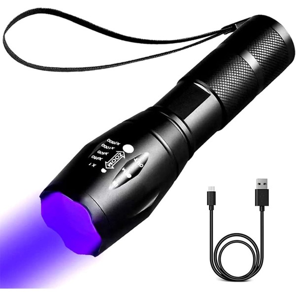 YZYOE Rechargeable 395 NM UV Blacklight Torch, Mini Zoom Blacklight