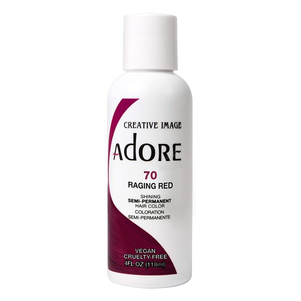 Adore Semi-Permanent Haircolor #070 Raging Red 4 Ounce (118ml) (2 Pack)