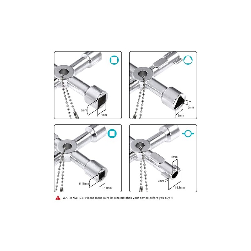 DURATECH 4 Way Sillcock Key Set, Utility Key, Multi-functional Water