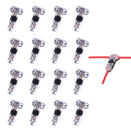 Low Voltage Wire Connector, Quick Solderless Wire Splice Connector, 16 Pack T Tap Wire Connectors, No Stripping 3 Way Wire Connectors, Fits 24-20 AWG Stranded/Solid Electrical Wires, T Type 1 Pin