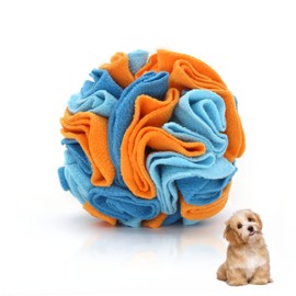 Andiker Dog Snuffle Ball, Interactive Dog Toys Ball Dog Brain Stimulating Puzzle Toys for Small Breed Enrichment Game Feeding Mat Slow Feeder Stress Relief Toy (orange+blue)