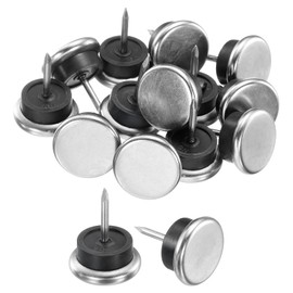 sourcing map 16 Pcs Nail-on Furniture Sliders, 7/8"(22mm) Iron Round Furniture Pads Hardwood Floor Protectors for Chair, Table, Desk, Cabinet Leg Feet Non Slip Glides, Silver