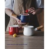 Enamel Milk Pan, Mini Butter Warmer 10cm Enamelware Saucepan Pan