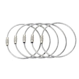 BlueCosto 5X Pure Stainless Steel String Wire Loop for Luggage Tags Keychain Wire Ring Cable