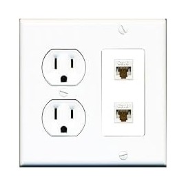 RiteAV 2 Port Cat6 Ethernet Wall Plate - Tamper Res Round [White/White]