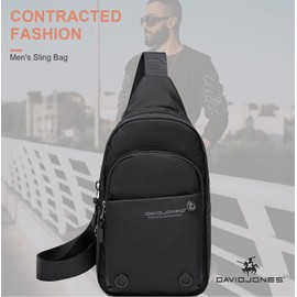 David Jones - Men's Nylon Shoulder Bag - Pilot Bag Sling Bag - Black, Black 2, Utility