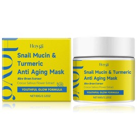 Snail Mucin & Turmeric Anti Aging Mask,Schneckenschleim Maske,Collagen Maske für Tiefenwirksame Feuchtigkeit und Strahlenden Teint,Reduziert Falten & Verbessert die Hautelastizität,für Alle Hauttypen