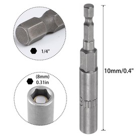 Utoolmart 1/4" Quick-Change Hex Shank 8mm Nut Setter Driver Drill Bit, 100mm Length, Metric No-magnetic 2 Pcs