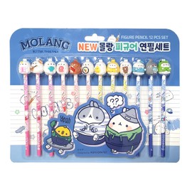 LENITH White Rabbit Molang Mini Figure Pencil Set Korean Stationery 12ea 1 set Blue/From Korean Animation/몰랑 연필