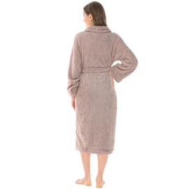 PAVILIA Premium Womens Plush Soft Robe Fluffy, Warm, Fleece Sherpa Shaggy Bathrobe (S/M, Taupe)