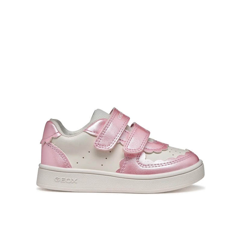 Geox B ECLYPER Girl A Sneaker, White/Dk Pink, 21 EU