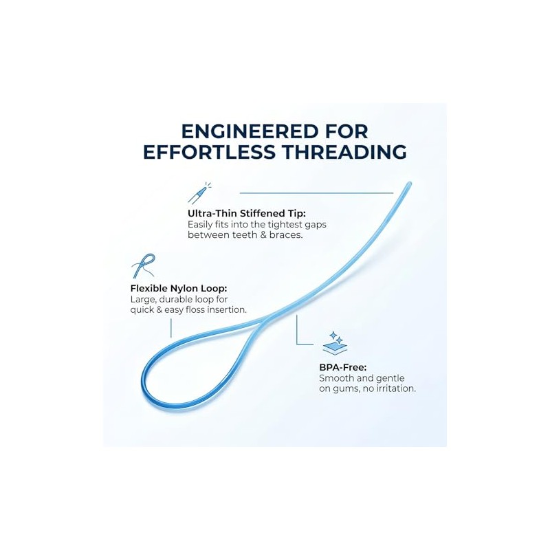 Enhebradores de hilo dental para frenos, puentes e implantes, 150