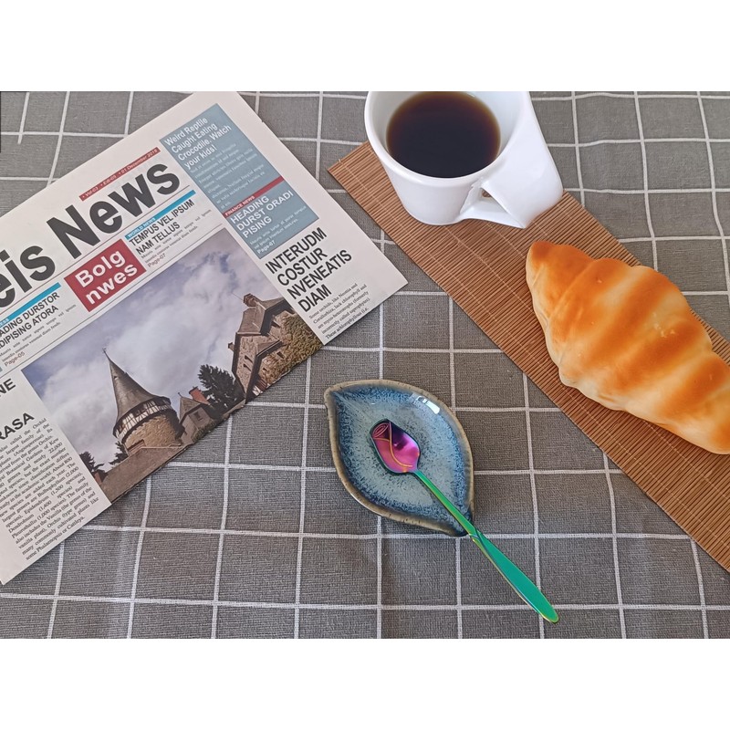 Coffee Spoon and Rest for Coffee Bar Accessories, Leaf Small