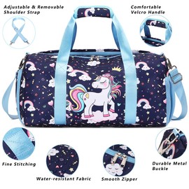 Training Bag Travel Bag Women's Sports Bag Children Girls with Shoe Compartment Children's Swimming Bag Weekender Bag, blue