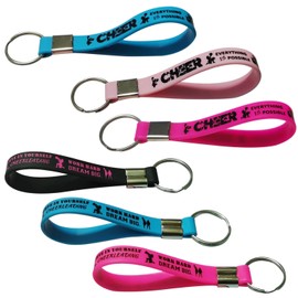 24PCS Cheerleading Party Favor Keychains, Sport Cheerleading Game Girl Cheer Dance Party Baby Shower Birthday Party Supplies Decorations Gifts Goodie Bag Favors Inspirational Silicone Keychain