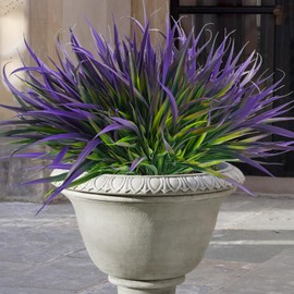 Uieke 12 Bundles Artificial Outdoor Plants UV Resistant Fake Grass Plants Faux Plastic Plants Greenery Shrubs for Home Garden Pathway Window Box Front Porch Cemetery Spring Summer Decor, Purple