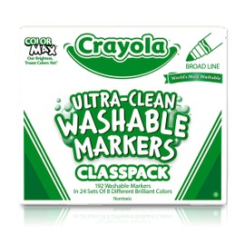 Crayola Ultra Clean Washable Markers, School Supplies Classpack, Broad Line, 8 Colors, Pack of 192