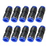 PATIKIL 8 x 6mm Push to Connect Fittings, 10Pcs Plastic Air Line Hose Fitting Quick Release Pneumatic Connectors Straight Union Two Way Coupler for Tube, Blue