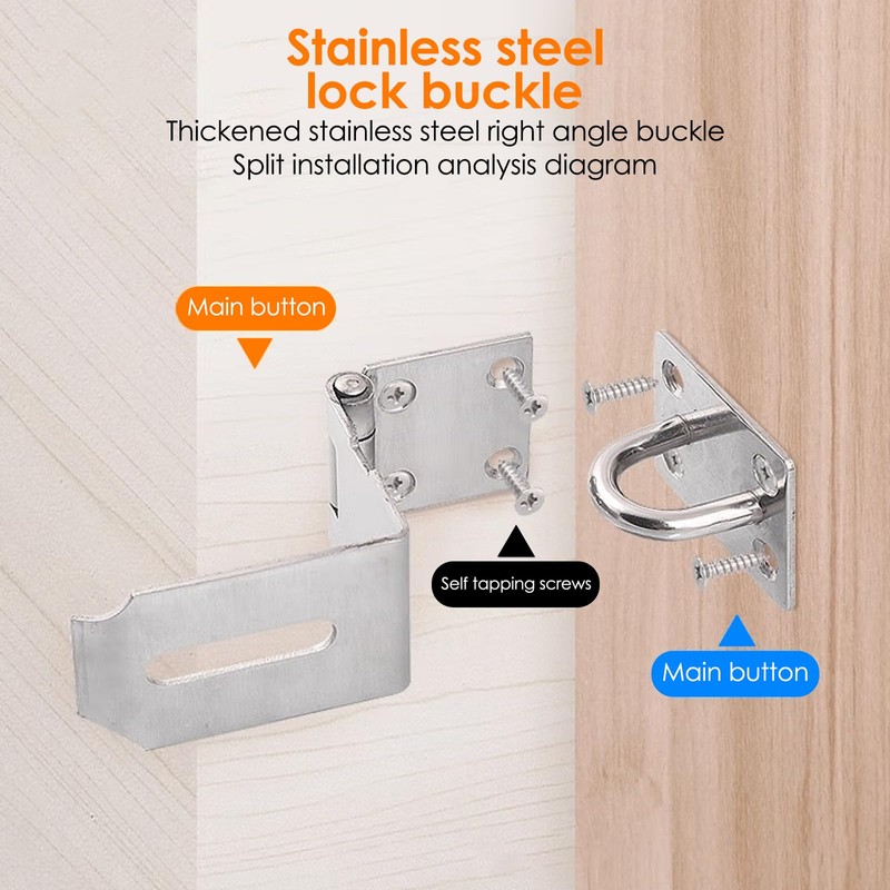 Dfuqanb Pack of 2 Stainless Steel 90 Degree Hasp Lock,