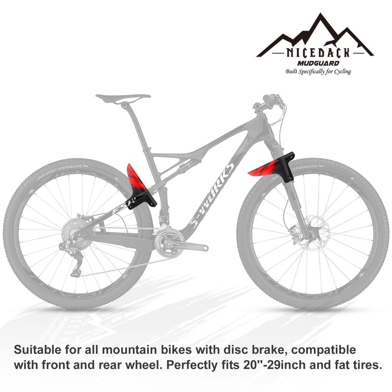 NICEDACK Bike Fender, Adjustable MTB Mud Guard, Front and Rear