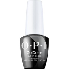 OPI GelColor Gel Nail Polish, Super Gloss Top Coat, Up to 3 Weeks of Wear & Self-Correcting Formula, Clear, 0.5 fl oz