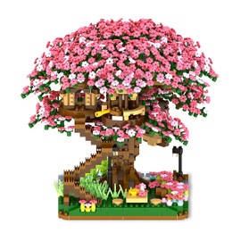 NEWABWN Cherry Blossom Bonsai Tree Mini Micro Building Set, Japanese Sakura Tree House Model Sets for Adults, Flowers House Mini Bricks Building Kit, Creative Gift Toys for Kids 12-14 (2138PCS)