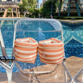 Thick Inflatable Arm Floats Water Sleeves for Adults & Kids - Universal Swimming Aid Free Size/Free Size Orange Stripe Water Sleeve 5ea