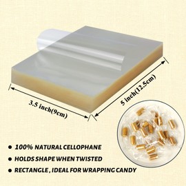 Candy Wrapper, Caramel and Chocolate Wrappers, Natural Cellophane, 500 Square Sheets,3.5x5 Inches,Candy Paper for Caramel, Treats, Lollipop