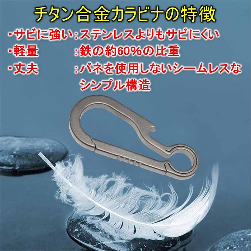 TKhits Titanium Carabiner Compact Keychain [No Spring] Rust-Resistant Hook Lightweight