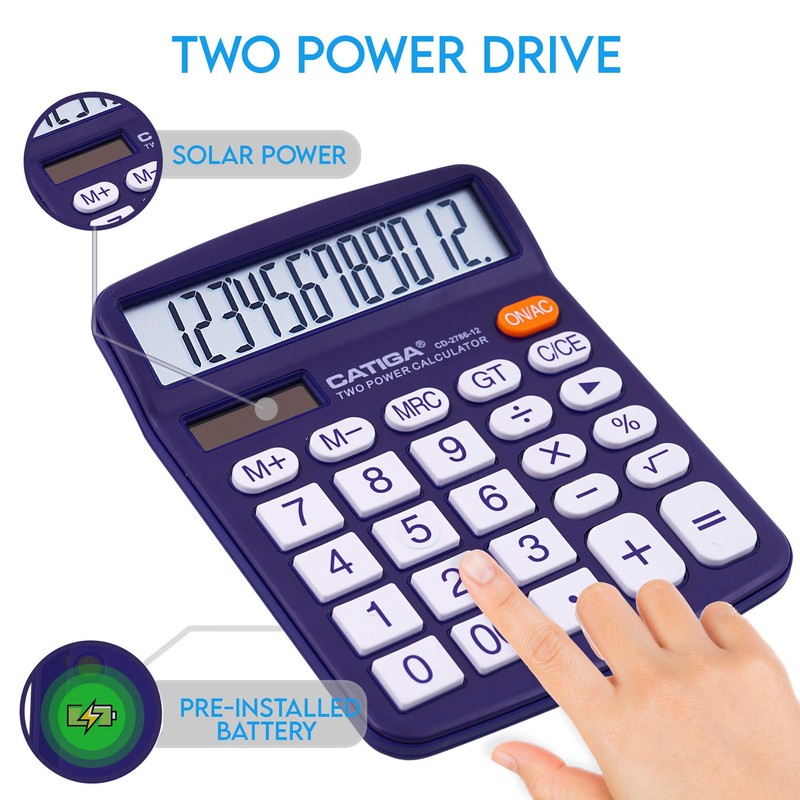 Desktop Calculator 12 Digit with Large LCD Display and Sensitive