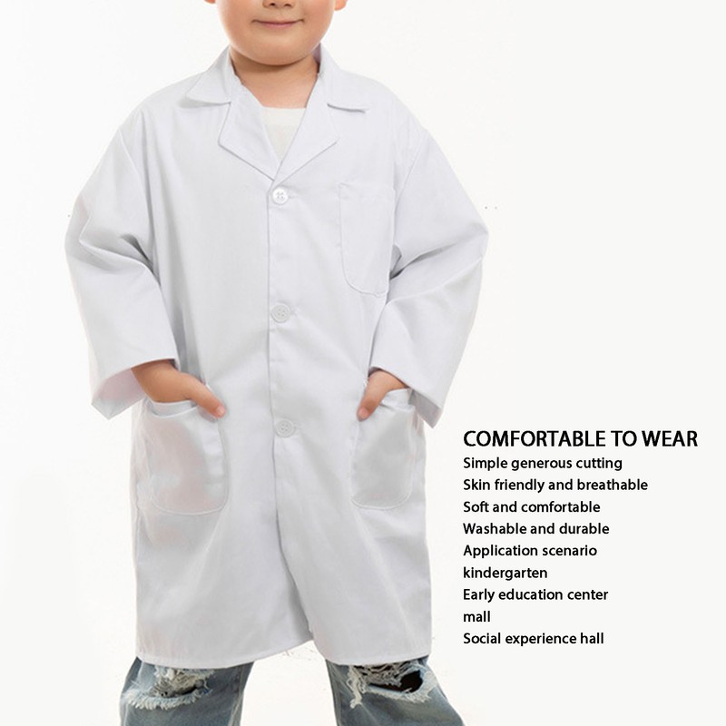 Children Laboratory Coats Turn Down Collar Adjustable Realistic Role Play