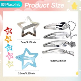 46pcs Star Snap Hair Clips, Y2K Star-Shaped Hair Clips, Non-Slip Metal Hair Barrettes with Pendant Cute Hair Pins Hairclips Headpiece Hair Accessories for Women