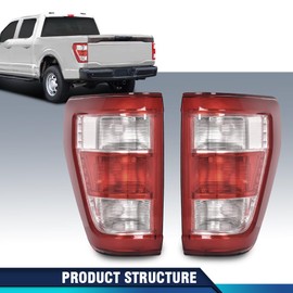 PIT66 TaiL Lights Brake Lamps Left and Right Compatible with Ford F150 XL 2021-2023, Fit for w/Factory Incandescent and w/o Blind Spot Tail Light Models Only
