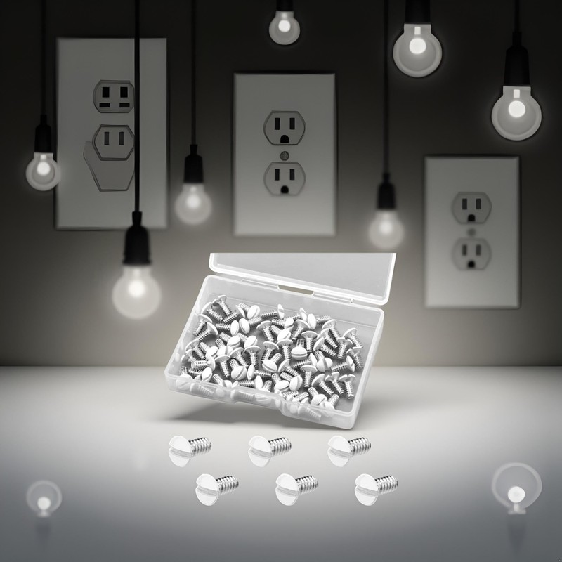 60Pcs Sliver 3/8 Inch Long 6-32 Thread White Wall Plate