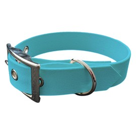 L'Atelier du Fourmilier Dog Collar and Leash in BioThane material, Medium Width (35-40 cm, Light Blue)