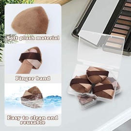 LuckyOpt Mini Loose Powder Puff, 6pcs Velvet Finger Powder Puffs with Travel Cases for Blush/Shadow/Highlight/Eye Makeup Setting, Reusable Mini Powder Puffs to Create Natural & Delicate Look (Brown)