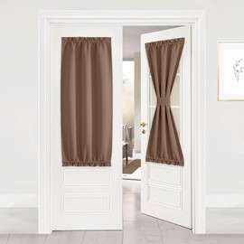 NICETOWN French Door Curtain for Window with Tieback, Blackout Shade for Bedroom, Thermal Insulated Curtains for Living Room, Dual Rod Pocket, 1 Panel, Cappuccino, 25x50 Inch