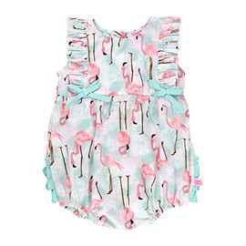 RuffleButts Vibrant Flamingo Classic Ruffle Romper - 6-12m, Vibrant Flamingo, 6-12 Months