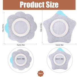 60 Stück Rizinusöl Bauchnabel Pflaster, Selbstklebend Bauchnabelabdeckung Hochsaugfähig Auslaufsicher Rizinusöl Packwickel Pads (Stern + Blume)